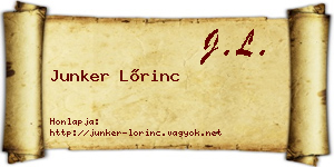 Junker Lőrinc névjegykártya